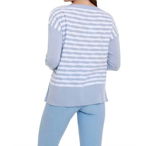 NEW ANGEL double striped sweater in sky blue/white